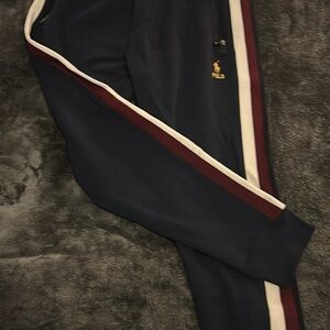 Polo by Ralph Lauren Men's Blue Joggers with Red and White Stripes